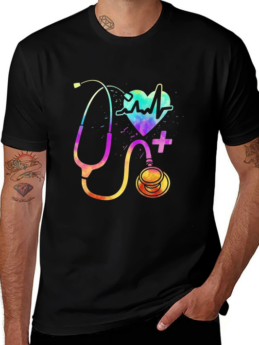 Colorful Stethoscope Graphic T-Shirt - Medical Design