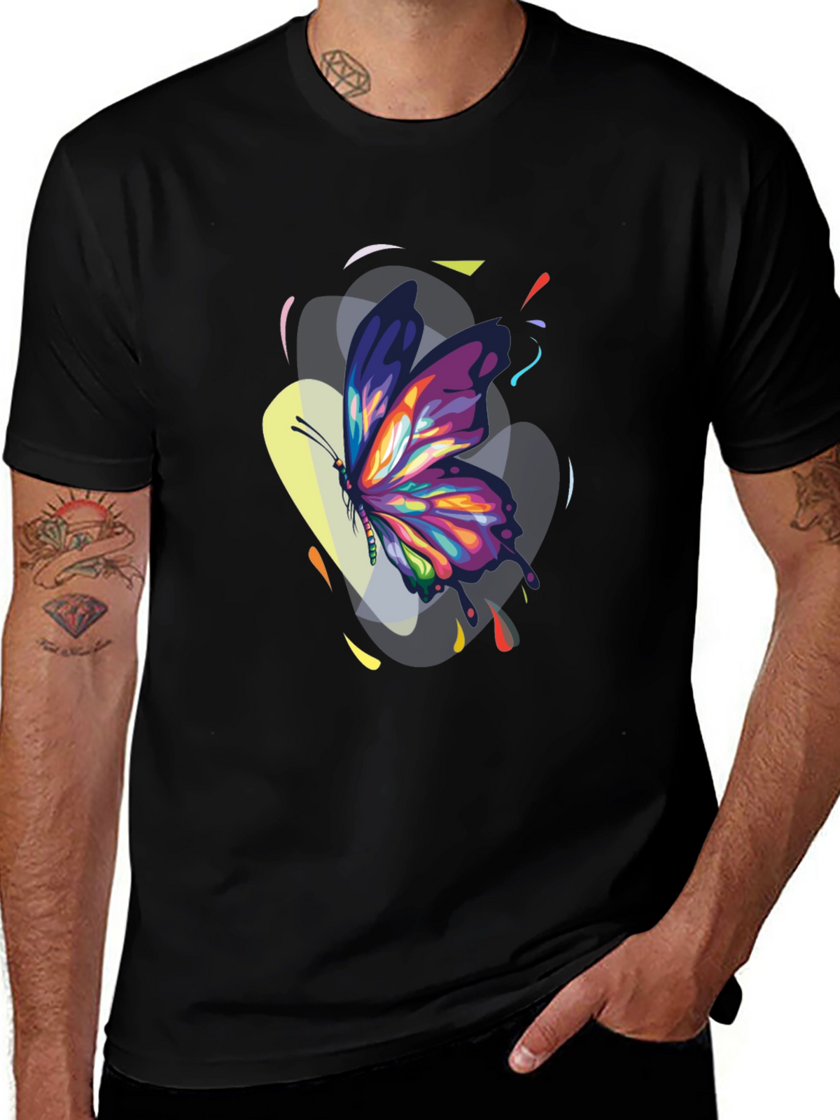 Butterfly Art Black T-Shirt