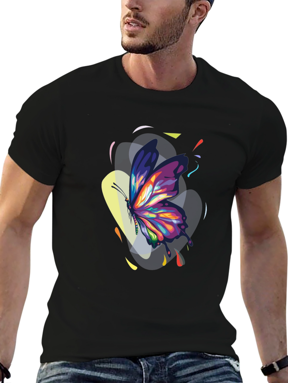 Butterfly Art Black T-Shirt