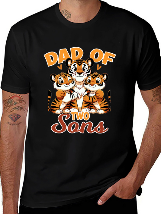 Dad of Two Sons Tiger Graphic T-Shirt