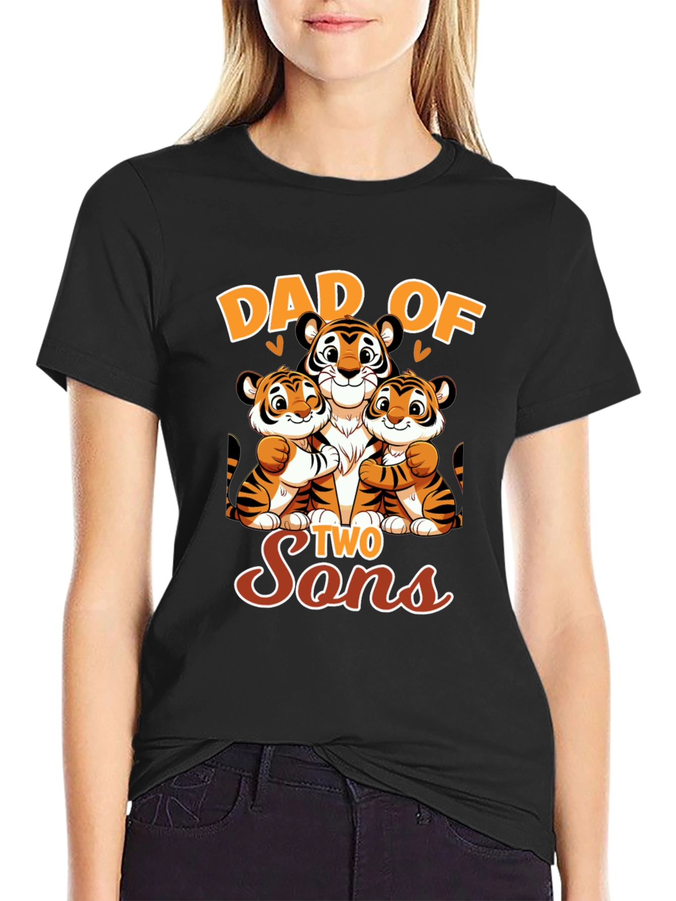 Dad of Two Sons Tiger Graphic T-Shirt