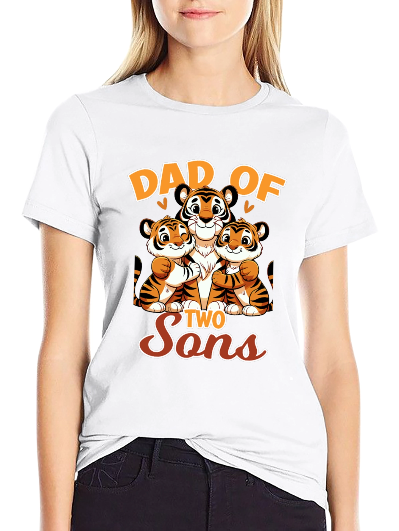Dad of Two Sons Tiger Graphic T-Shirt