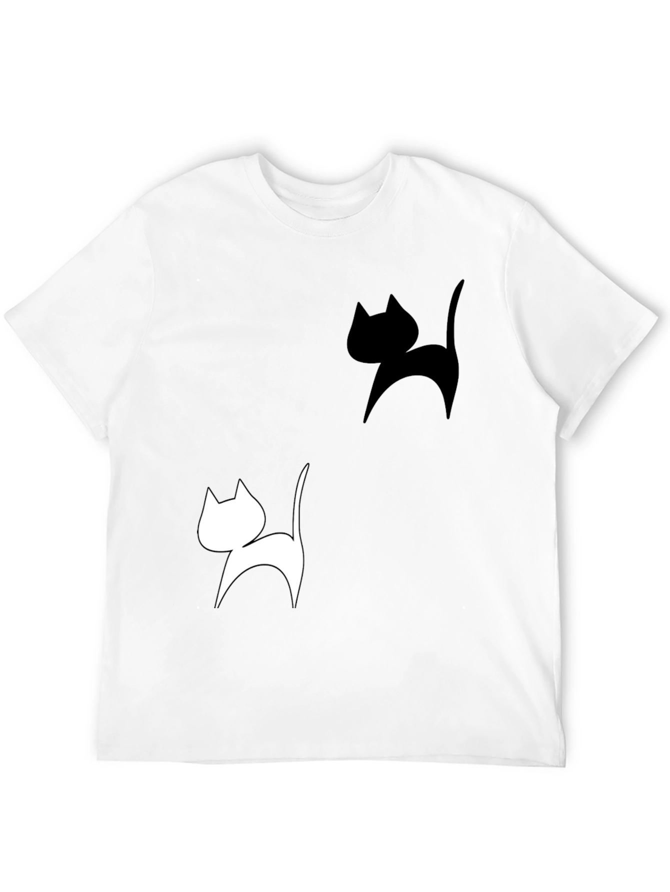 Cat Silhouette Graphic Tee - Black T-Shirt