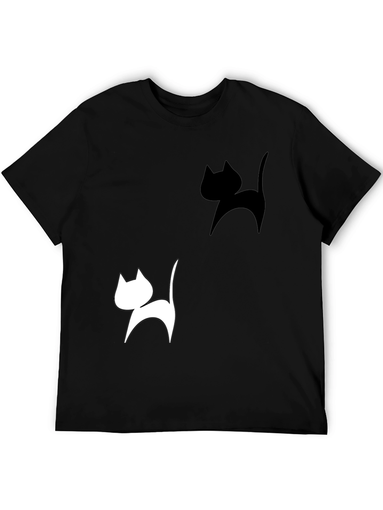 Cat Silhouette Graphic Tee - Black T-Shirt