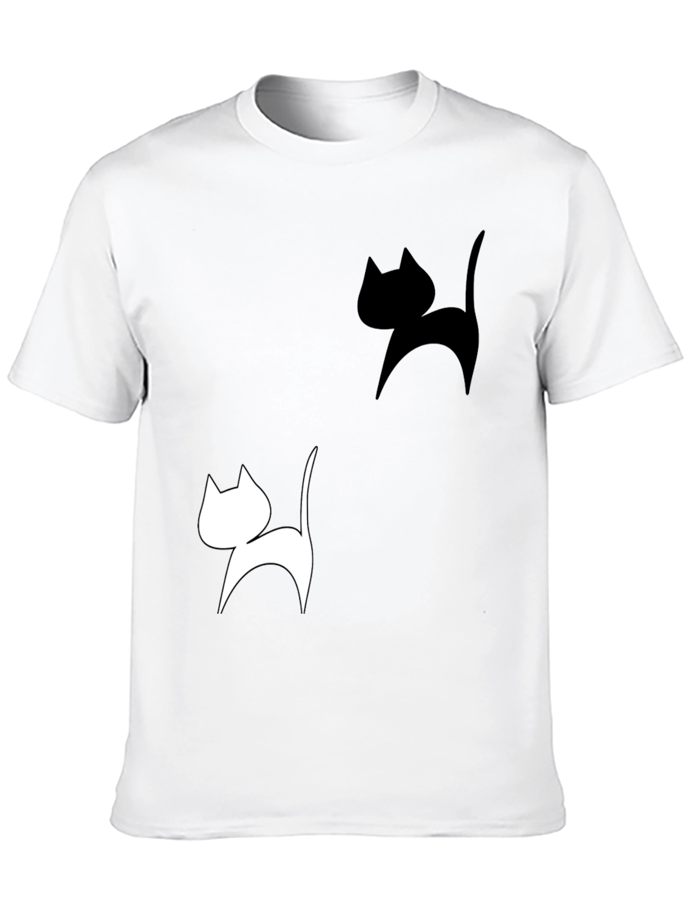 Cat Silhouette Graphic Tee - Black T-Shirt