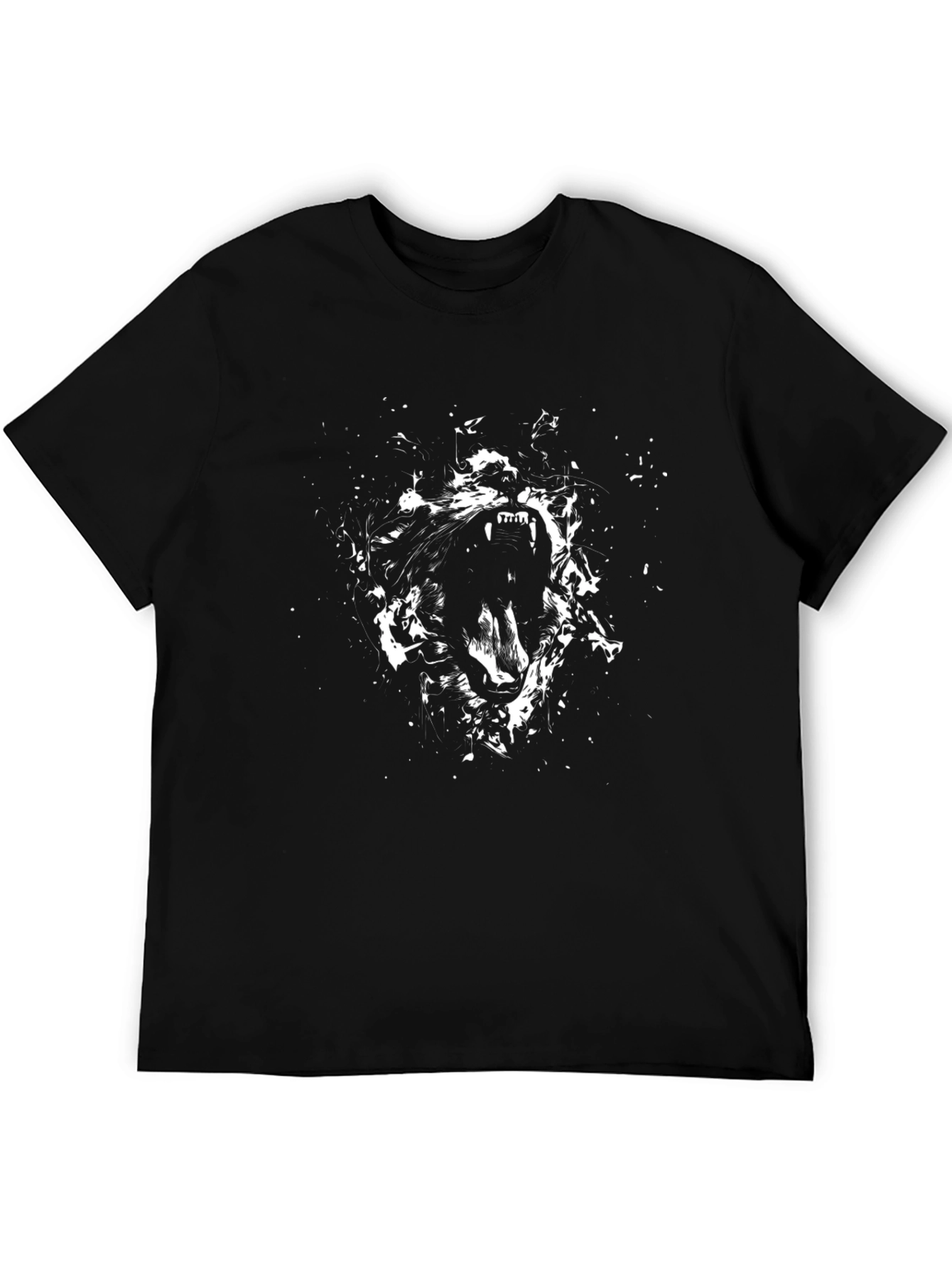 Roaring Wolf Graphic Black T-Shirt