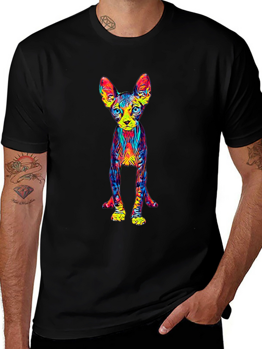 Colorful Sphynx Cat Graphic Tee