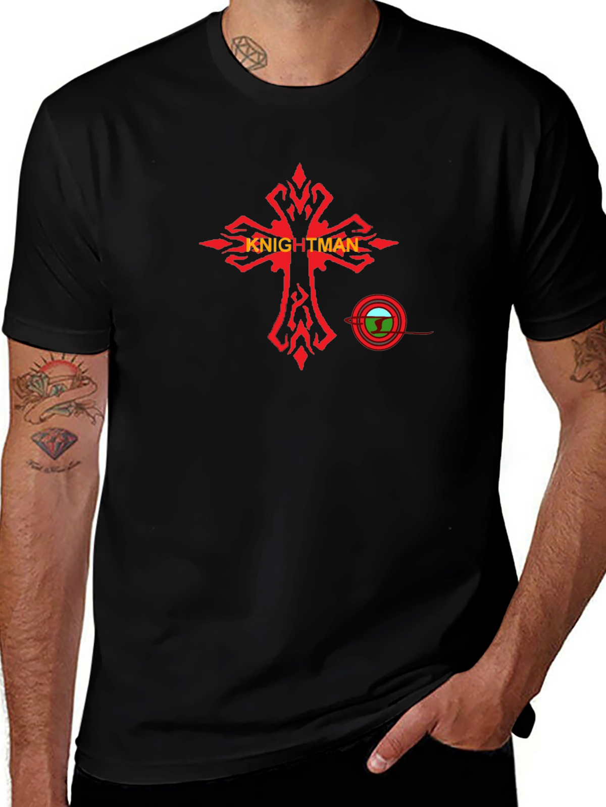 Knightman Graphic Tee - Black Cotton T-Shirt