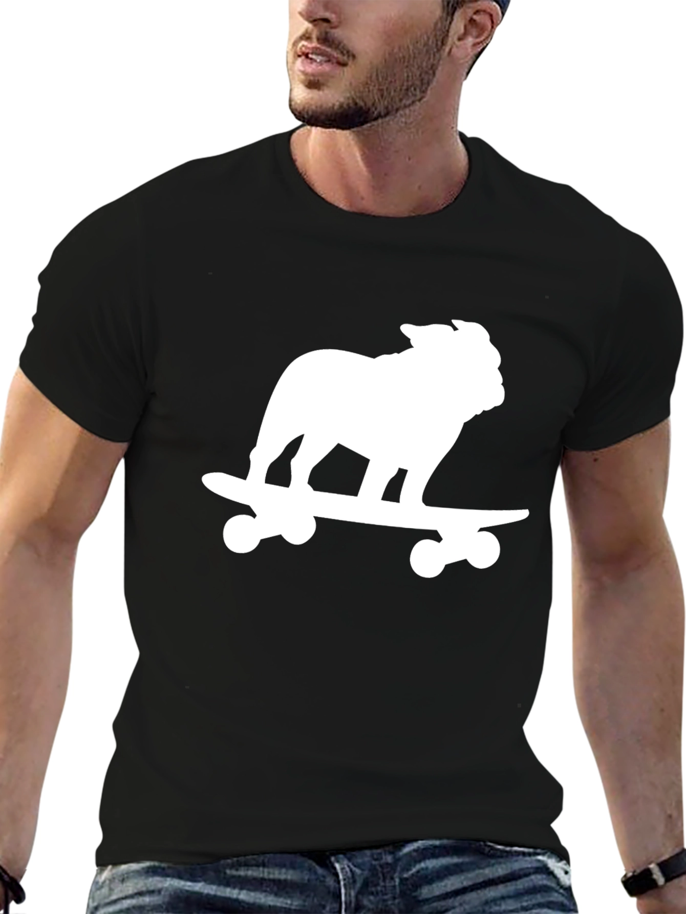 Bulldog Skateboard Black T-Shirt