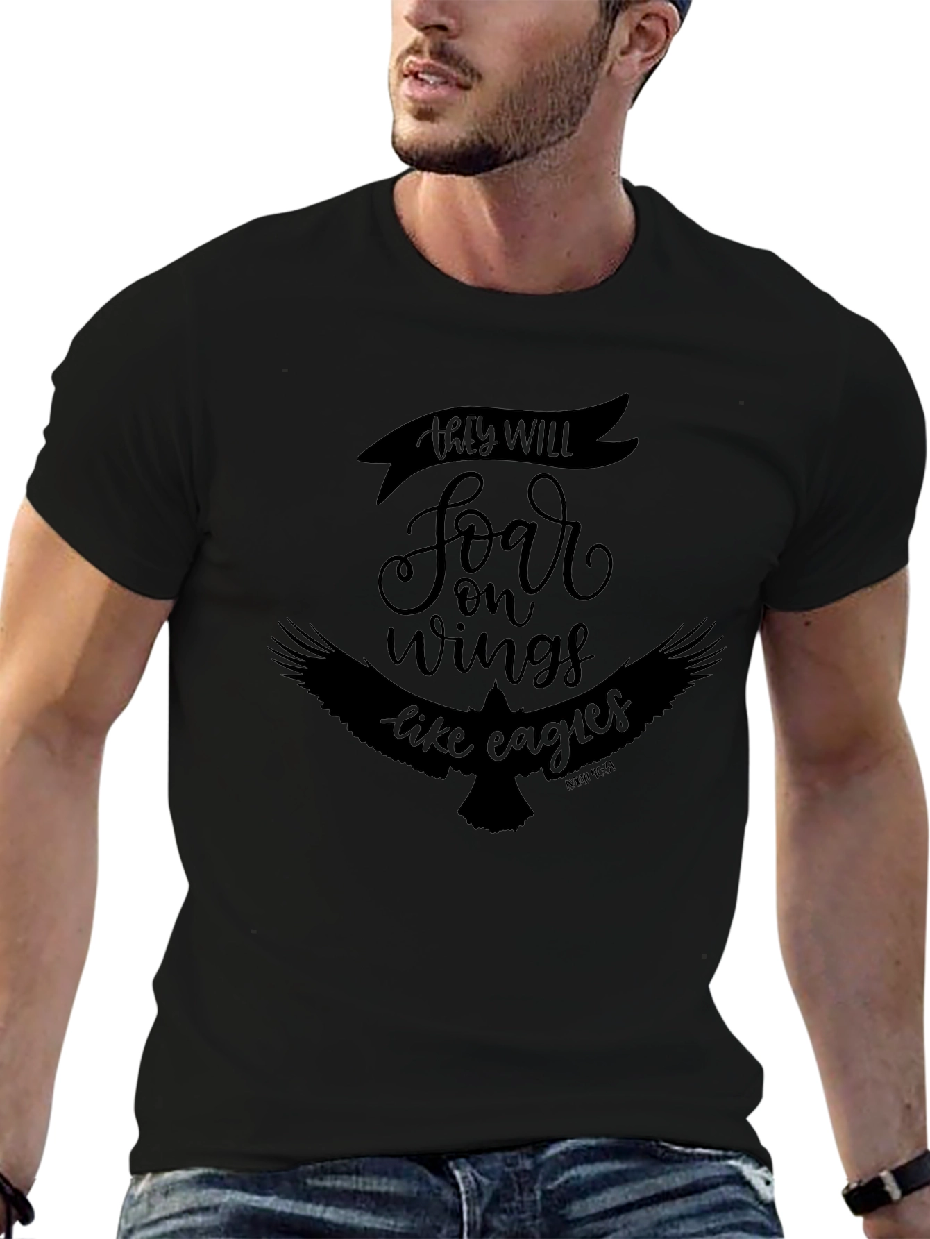 Soar On Wings Like Eagles Black Graphic Tee