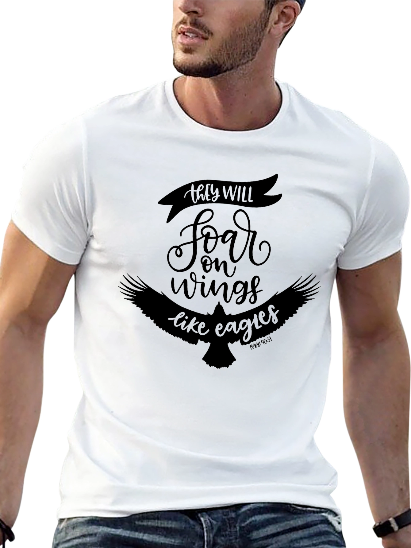 Soar On Wings Like Eagles Black Graphic Tee