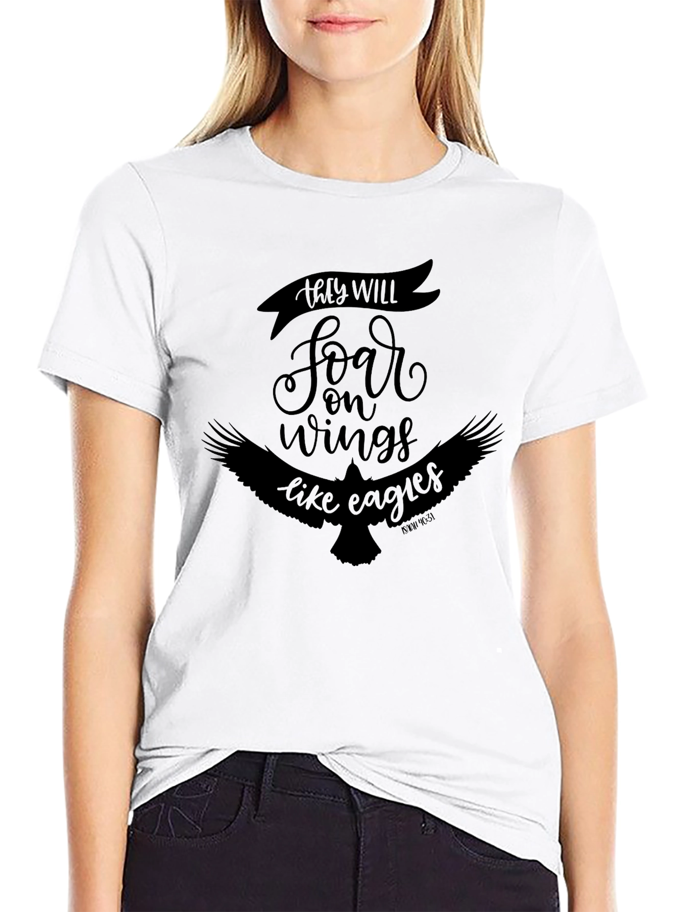 Soar On Wings Like Eagles Black Graphic Tee