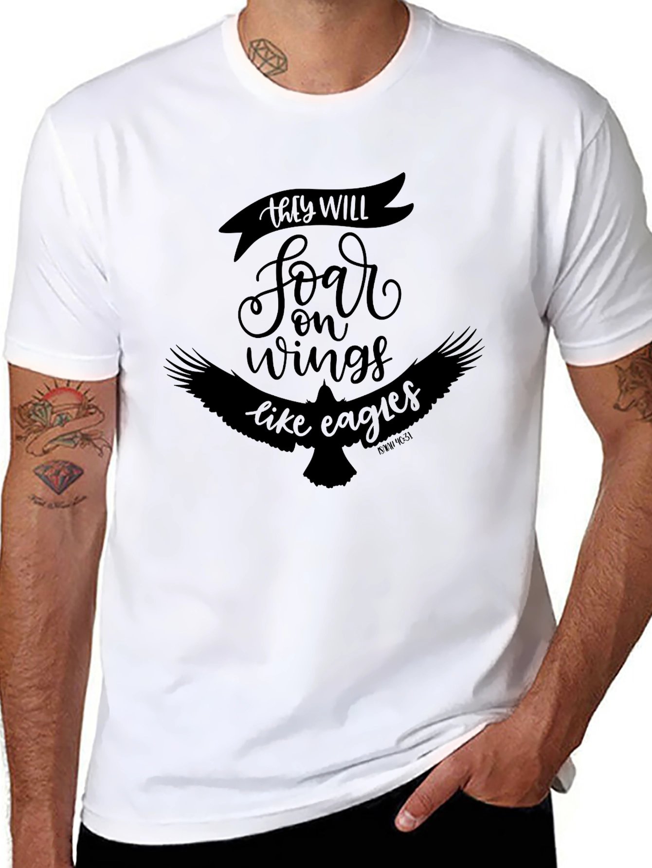 Soar On Wings Like Eagles Black Graphic Tee