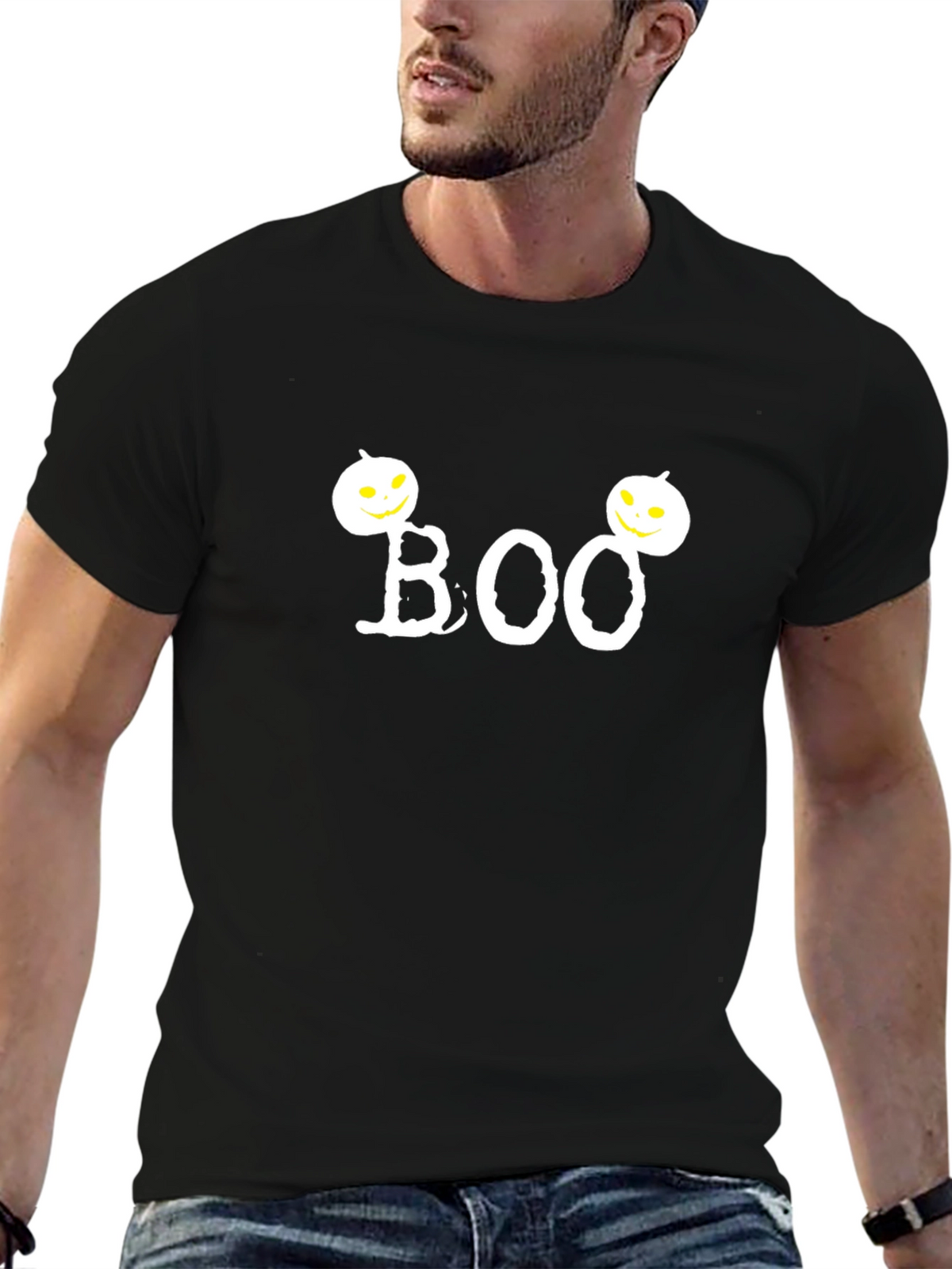 Boo Halloween T-Shirt with Pumpkin Details - Spooky Fun!