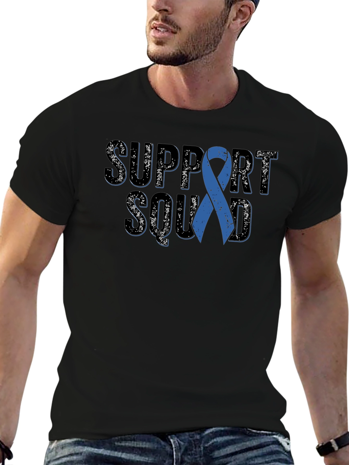 Support Squad Blue Ribbon Awareness T-Shirt