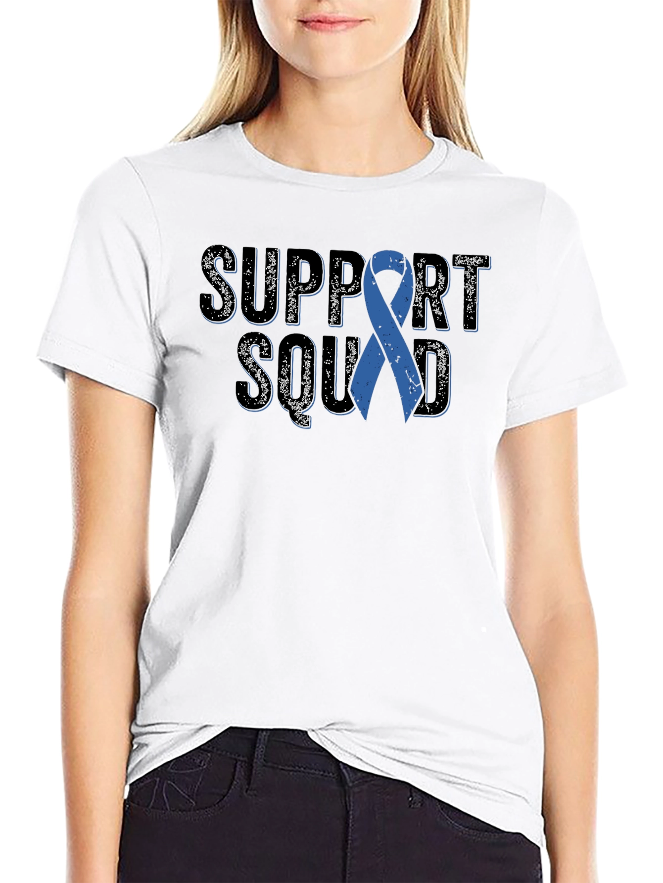 Support Squad Blue Ribbon Awareness T-Shirt