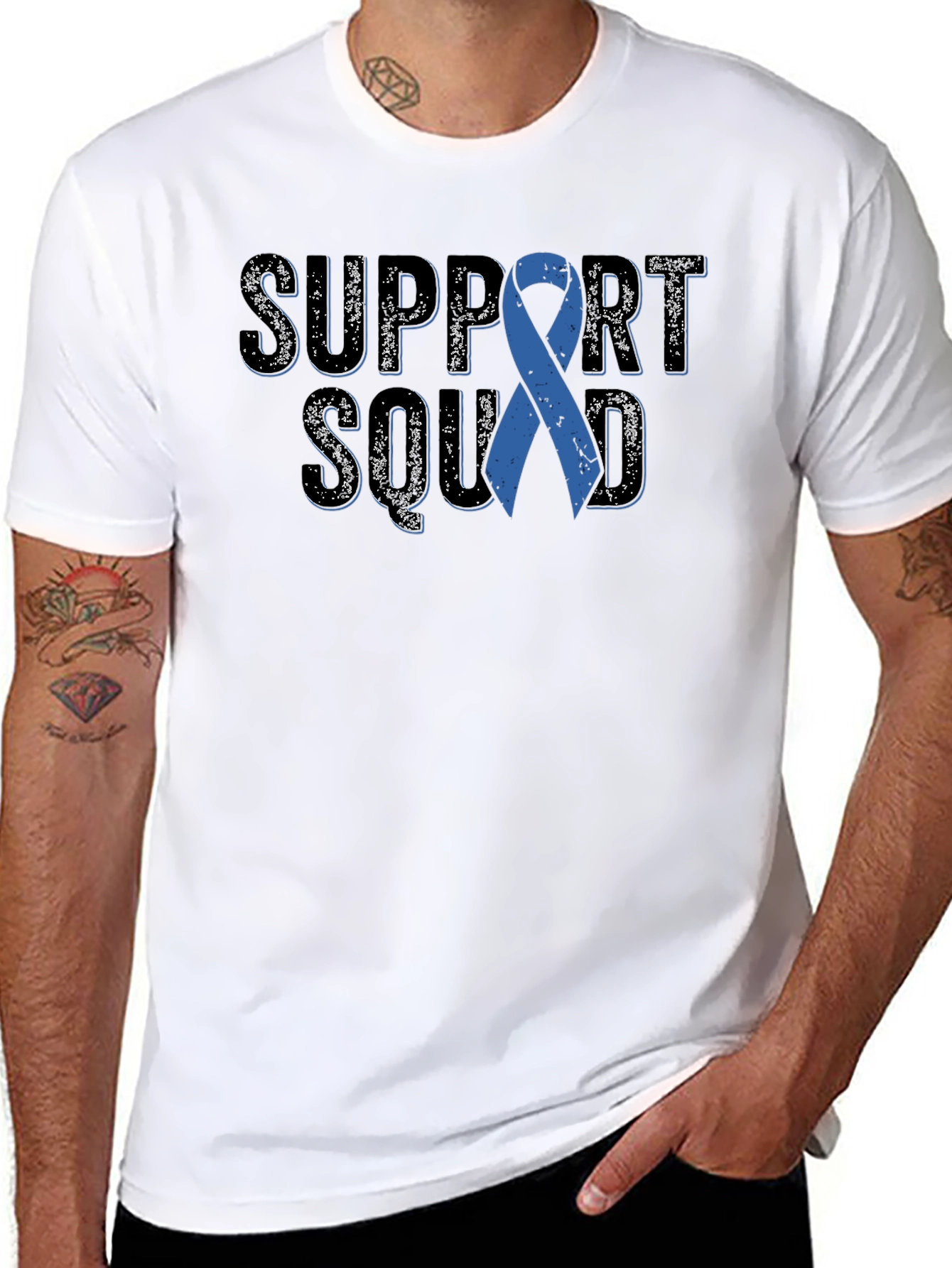 Support Squad Blue Ribbon Awareness T-Shirt