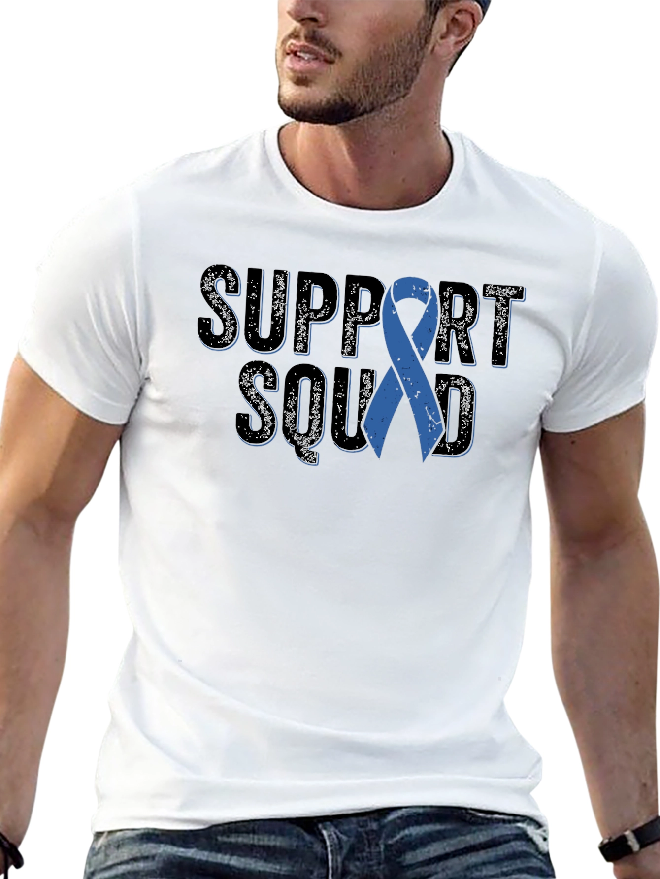 Support Squad Blue Ribbon Awareness T-Shirt