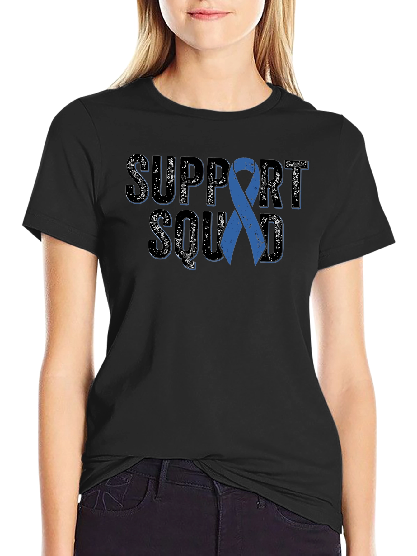 Support Squad Blue Ribbon Awareness T-Shirt