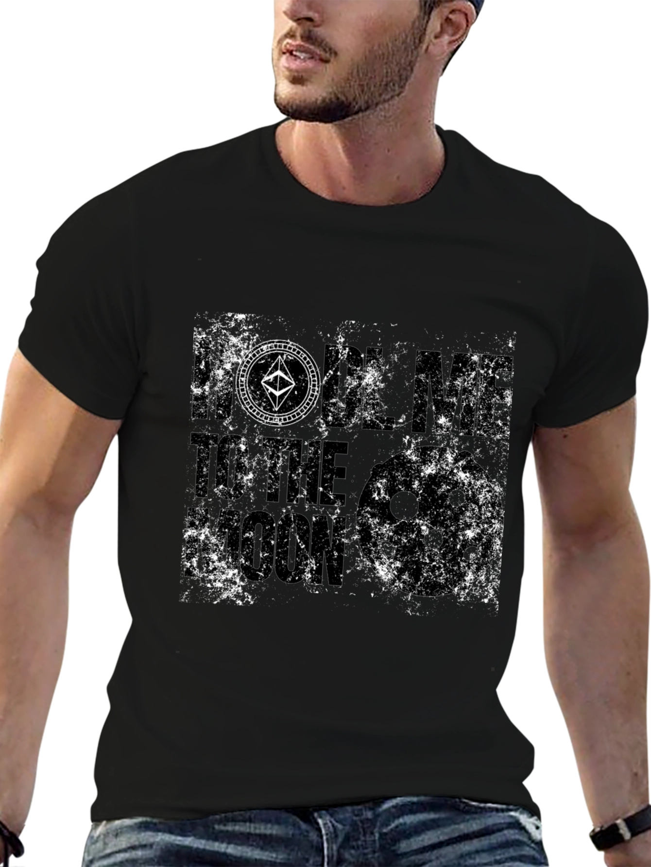 Distressed Ethereum Crypto T-Shirt - Black