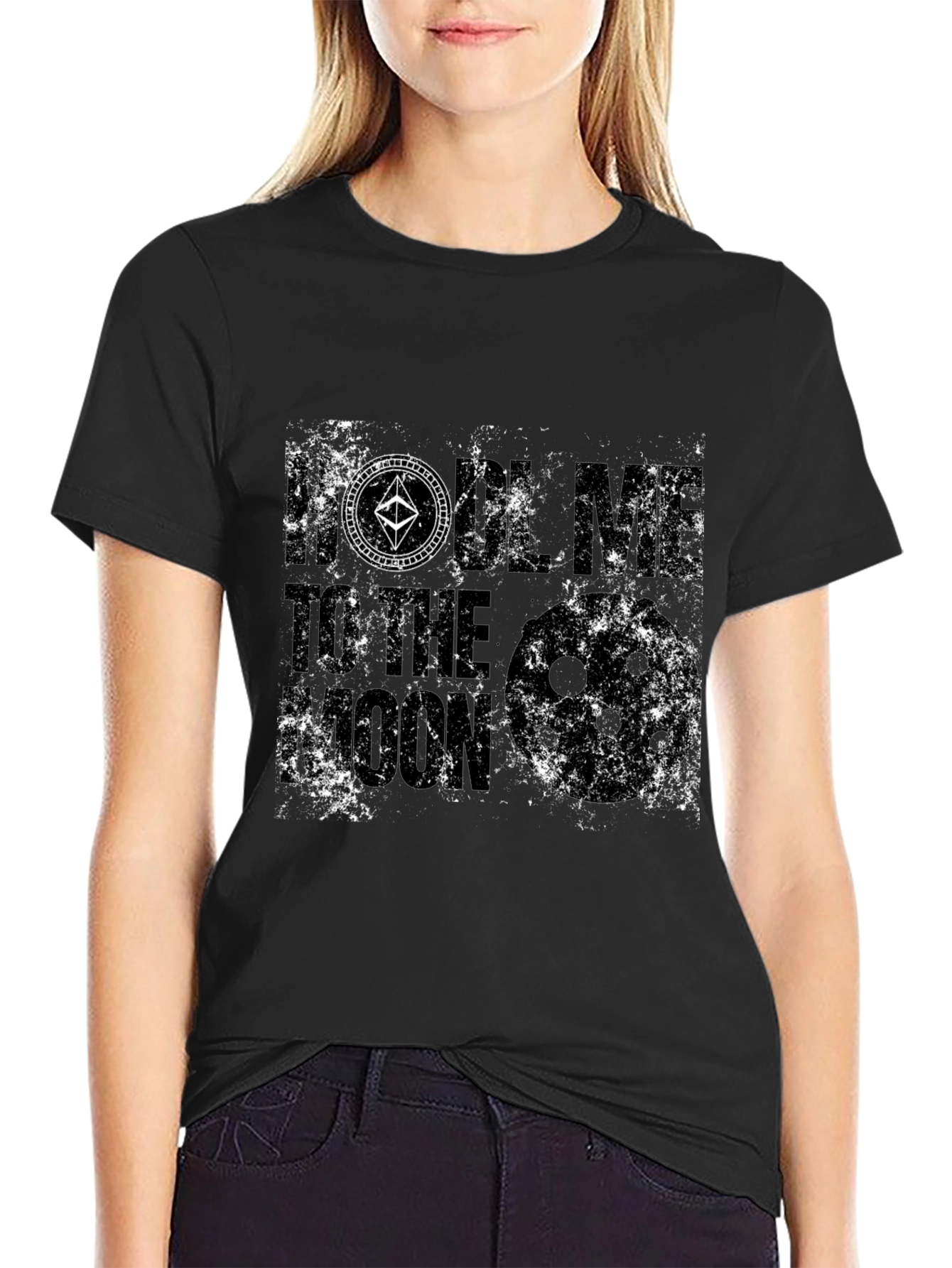 Distressed Ethereum Crypto T-Shirt - Black