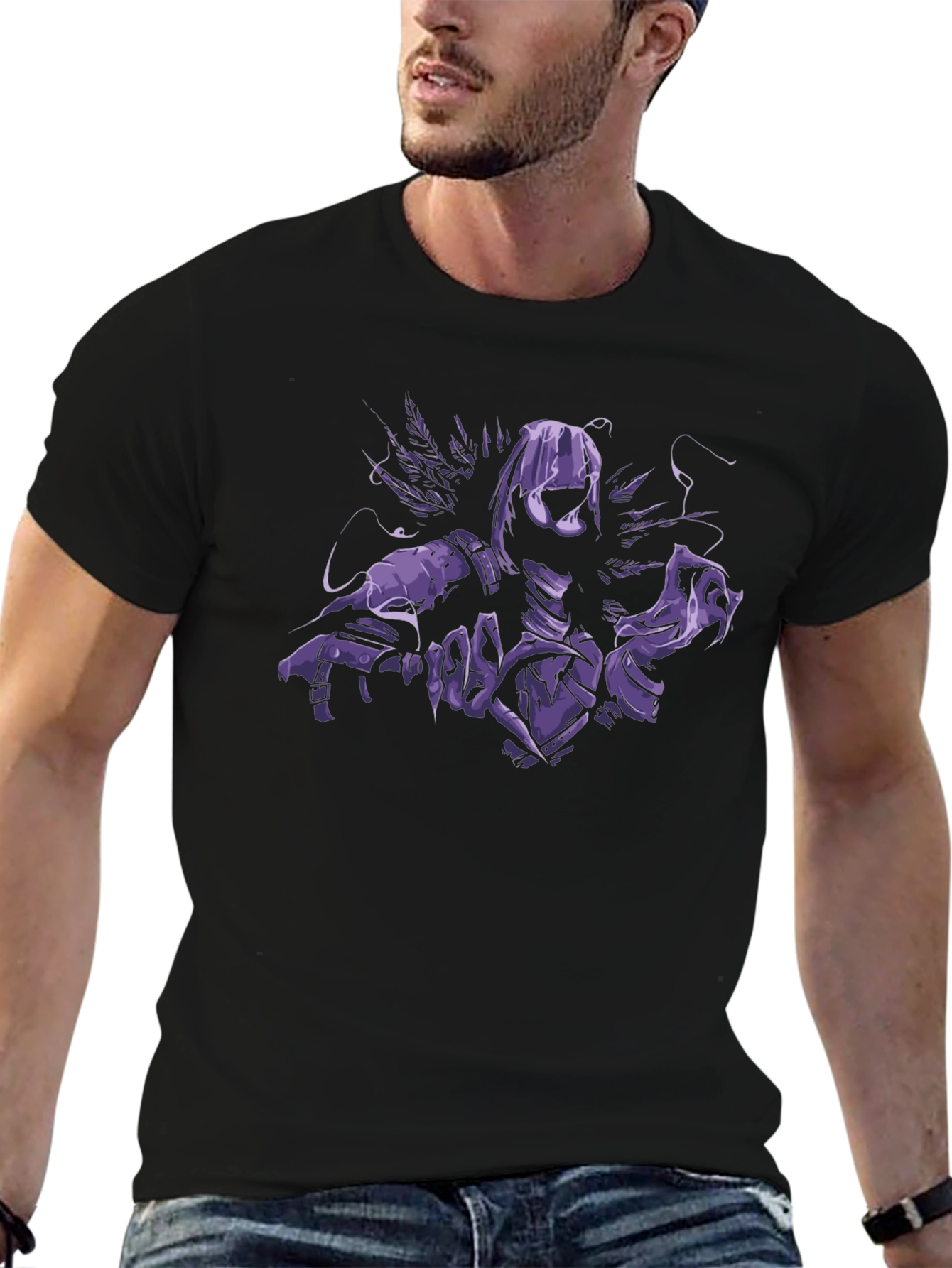 Raven Graphic Black T-Shirt for Men