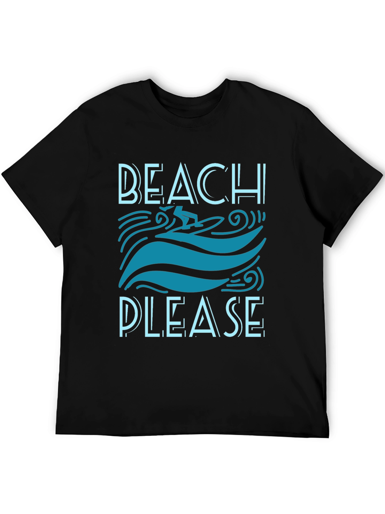 Beach Please Graphic Tee - Black Cotton T-Shirt