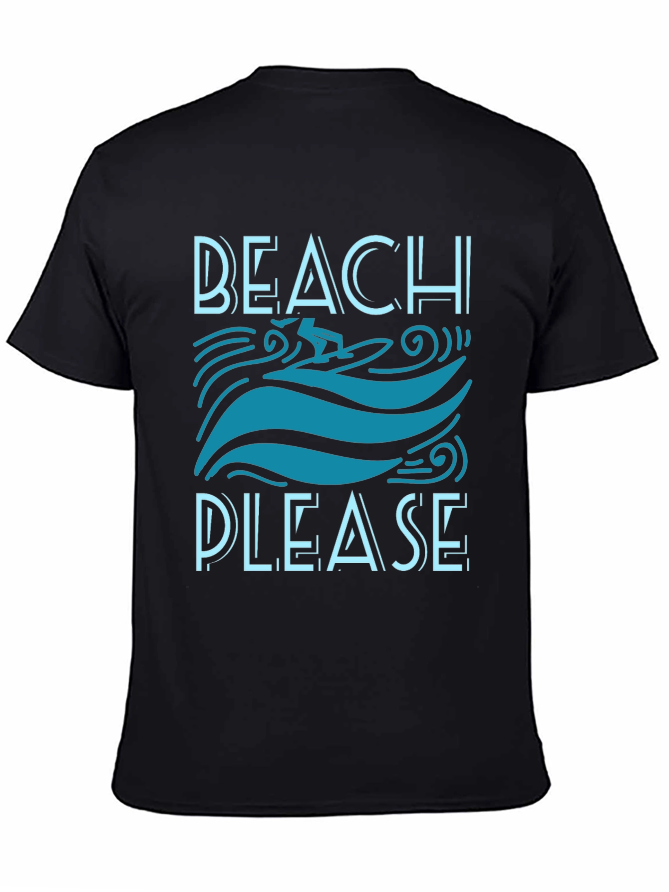Beach Please Graphic Tee - Black Cotton T-Shirt