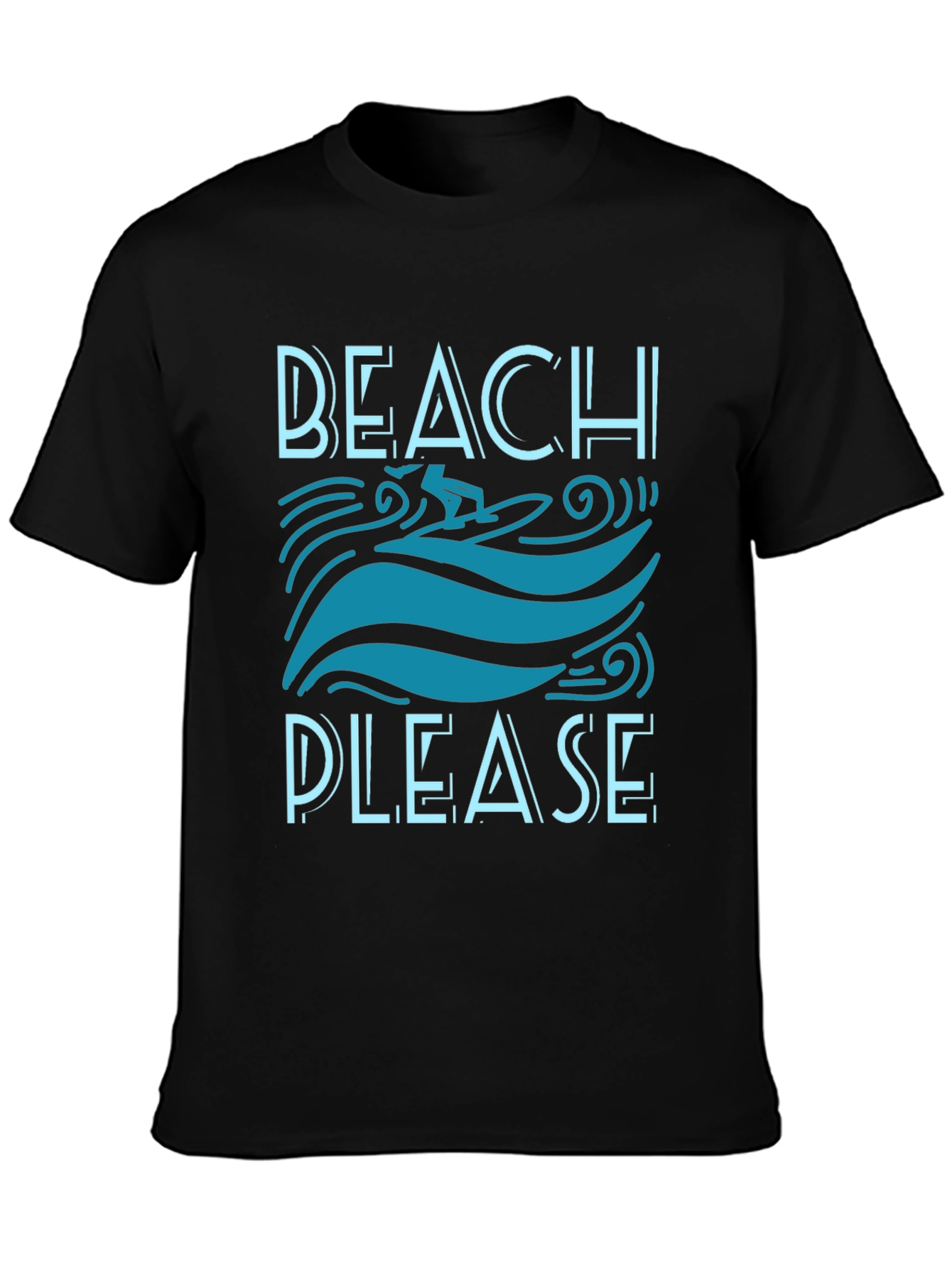Beach Please Graphic Tee - Black Cotton T-Shirt