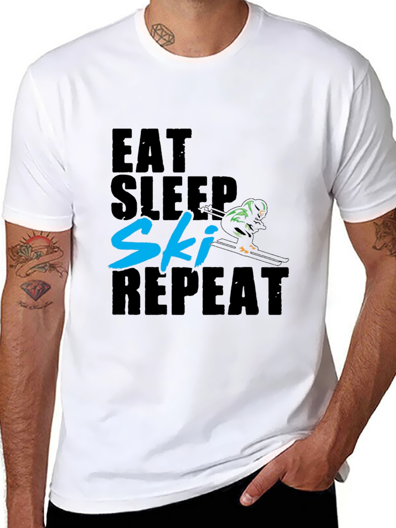 Eat Sleep Ski Repeat Graphic Tee