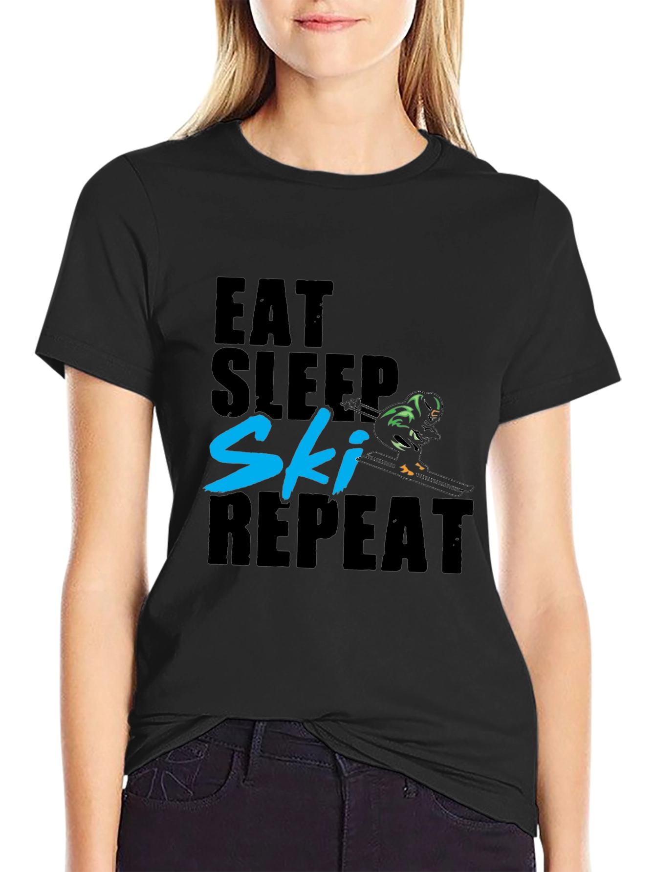 Eat Sleep Ski Repeat Graphic Tee