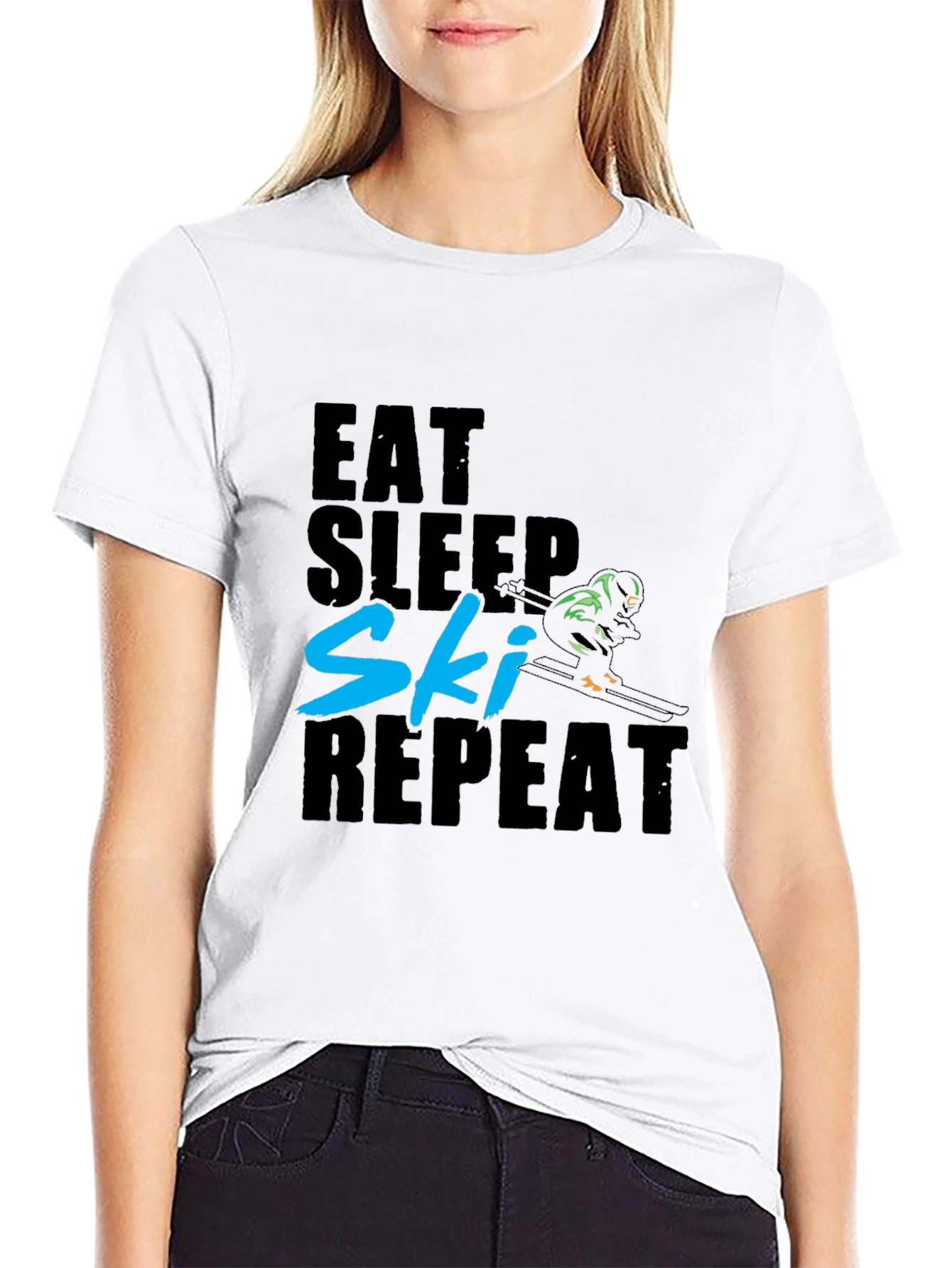 Eat Sleep Ski Repeat Graphic Tee
