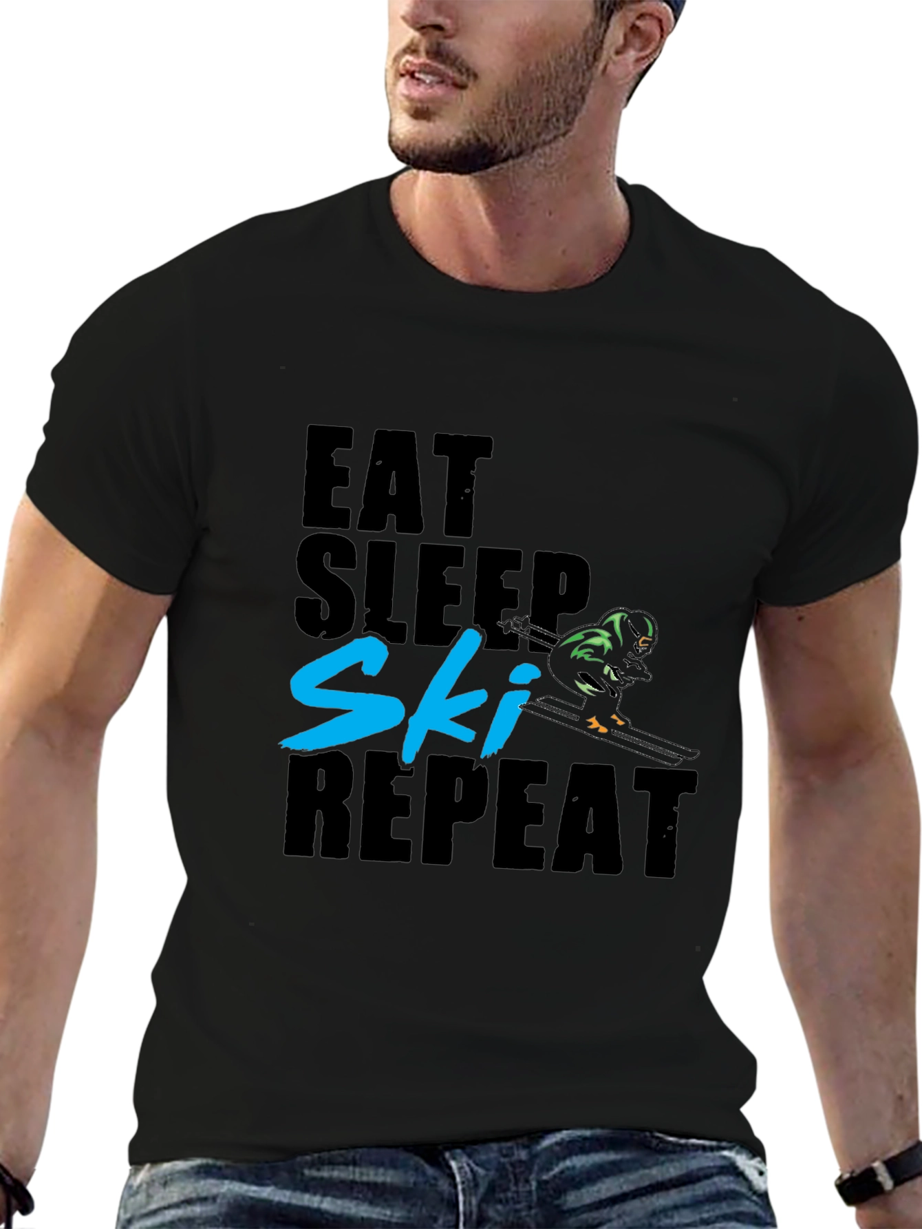 Eat Sleep Ski Repeat Graphic Tee