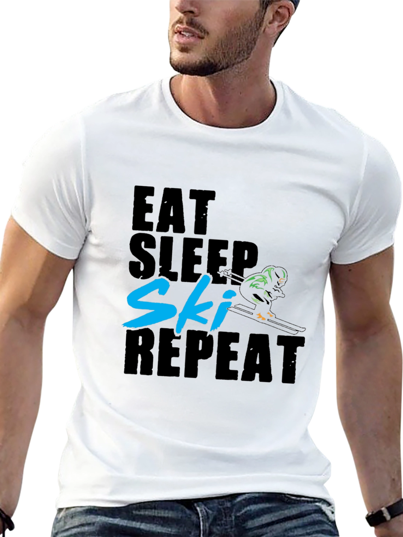 Eat Sleep Ski Repeat Graphic Tee