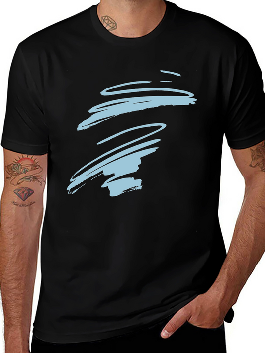 Abstract Swirl Graphic Tee - Casual Black T-Shirt