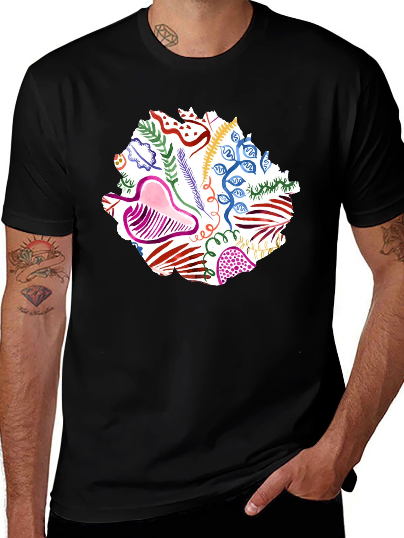 Abstract Art Print Black Tee