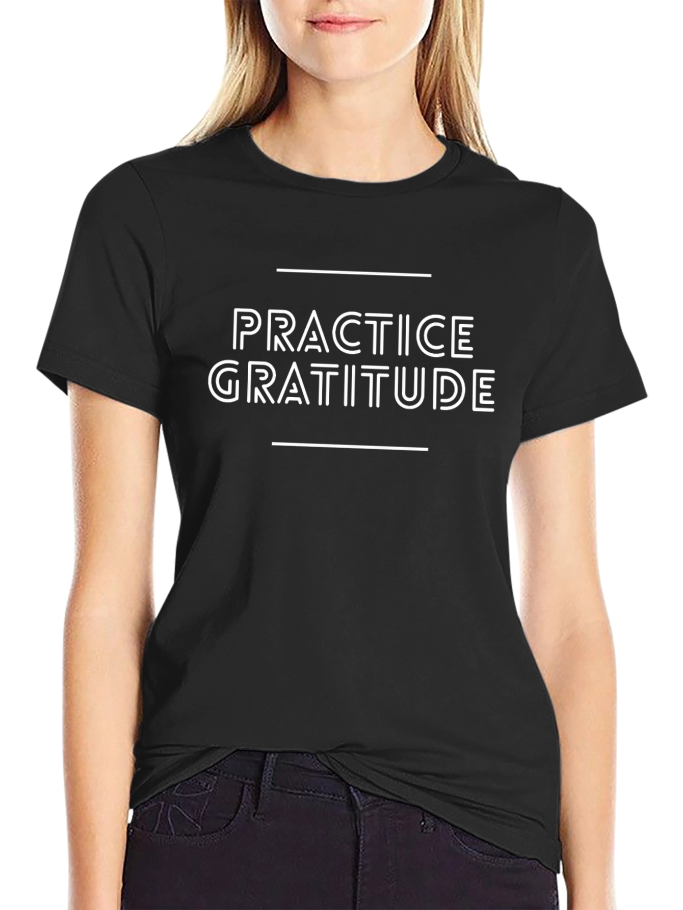 Practice Gratitude Black Graphic Tee