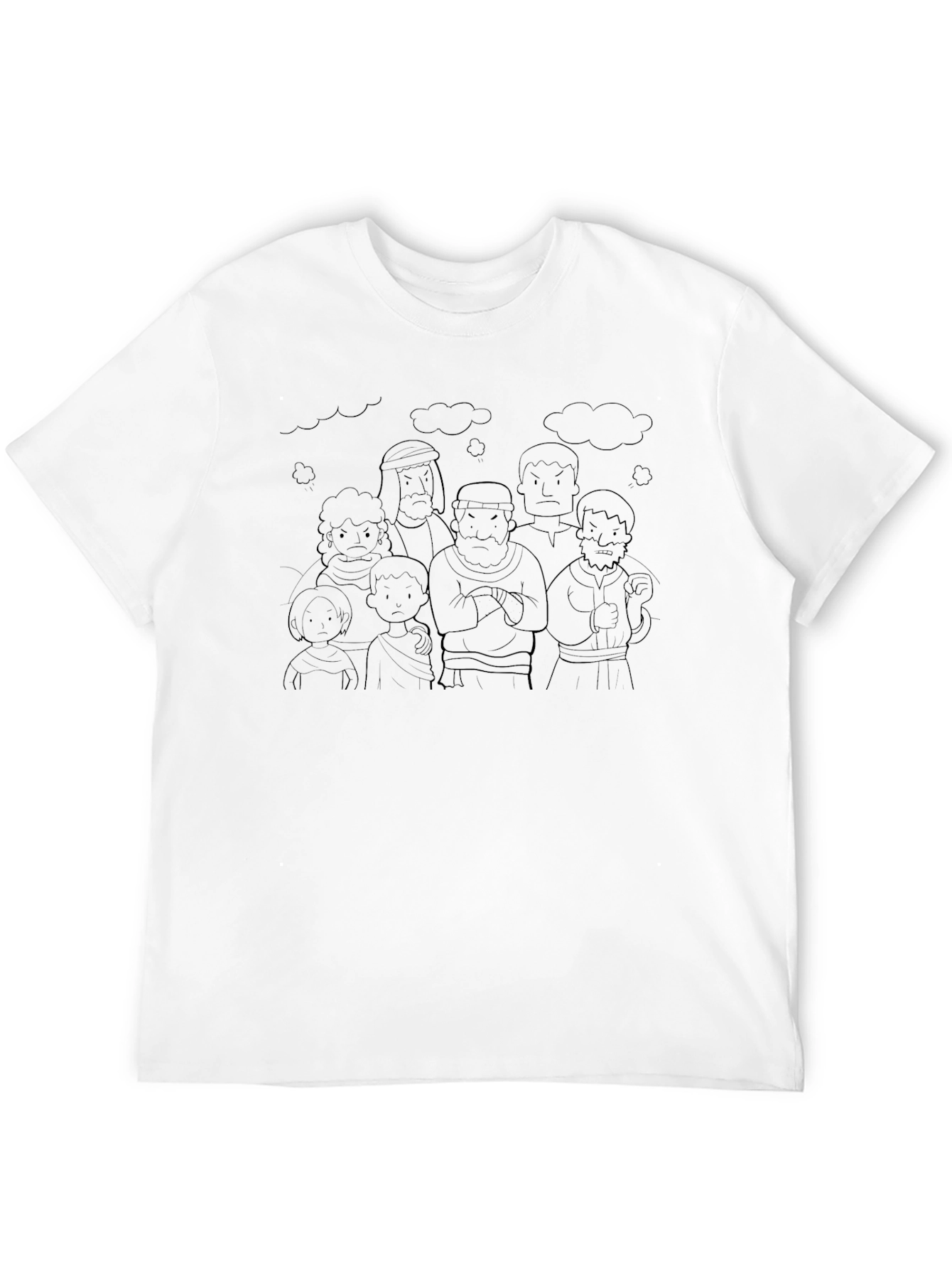 Cartoon Angry Mob Black T-Shirt