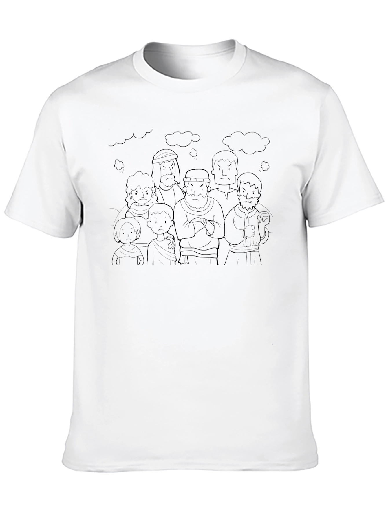 Cartoon Angry Mob Black T-Shirt