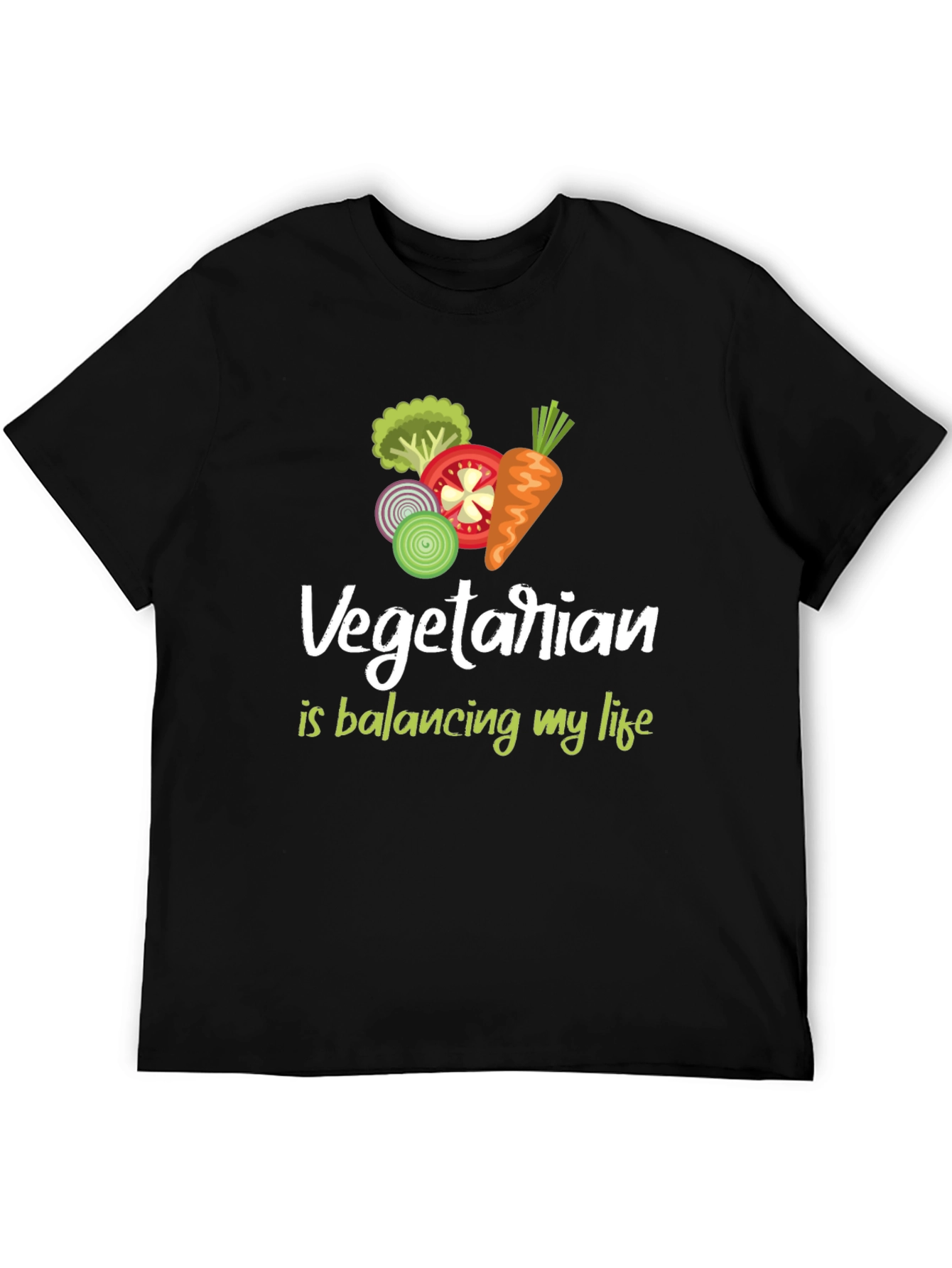 Vegetarian Balancing Life Black T-Shirt