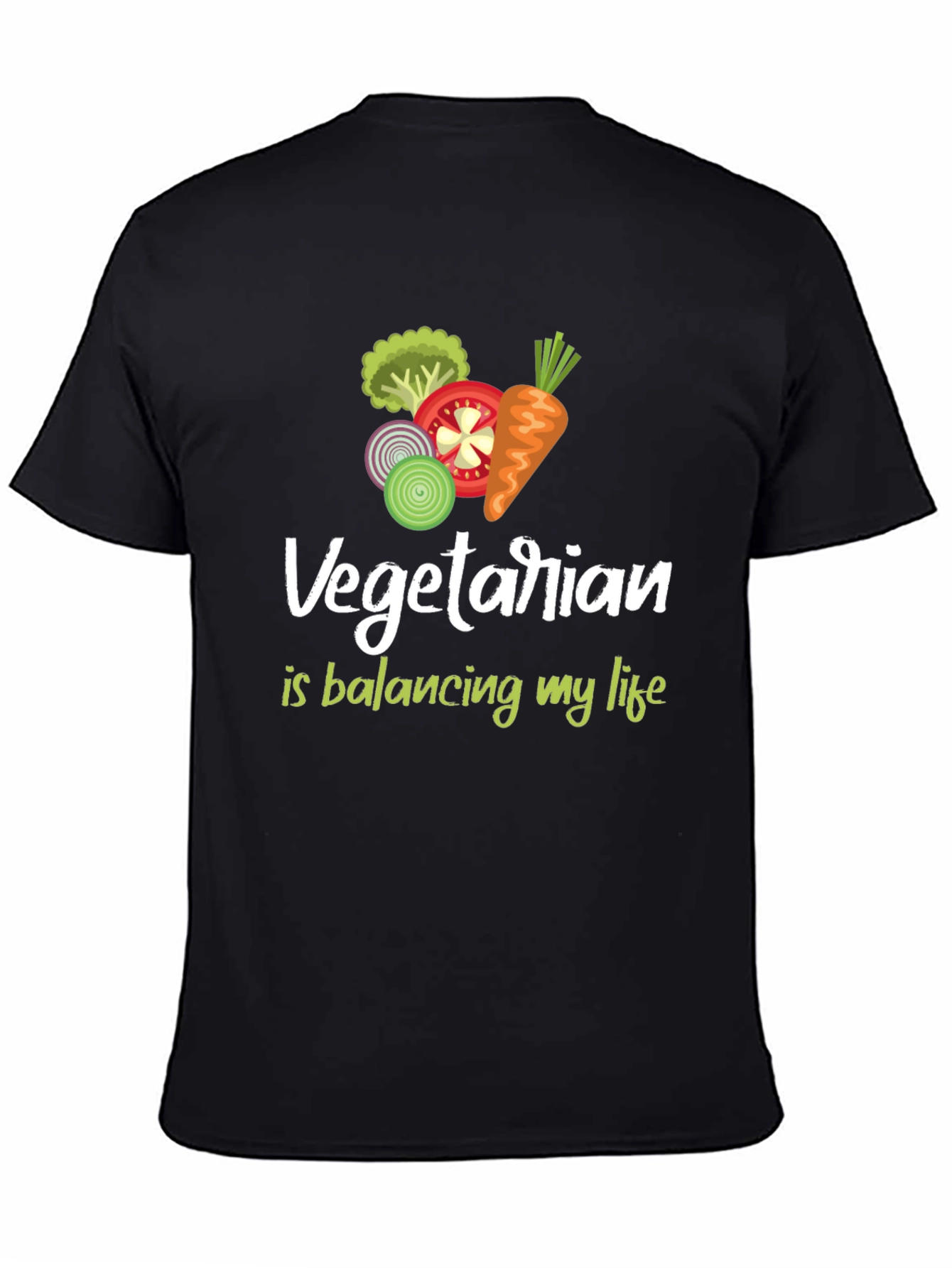 Vegetarian Balancing Life Black T-Shirt