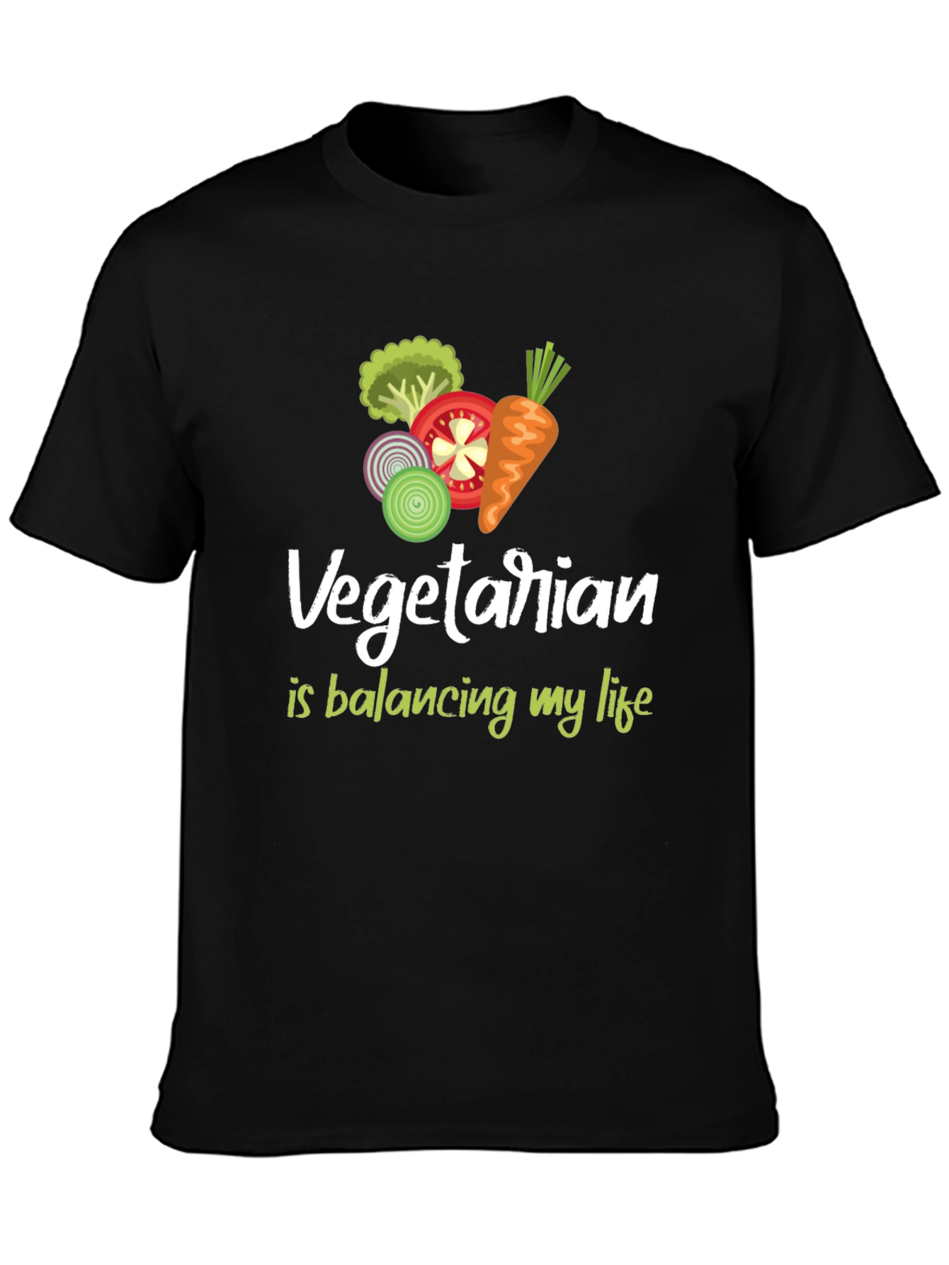 Vegetarian Balancing Life Black T-Shirt