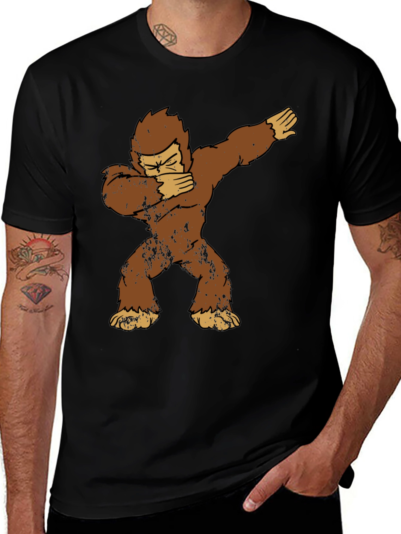 Dabbing Bigfoot Graphic Tee - Mens Black T-Shirt
