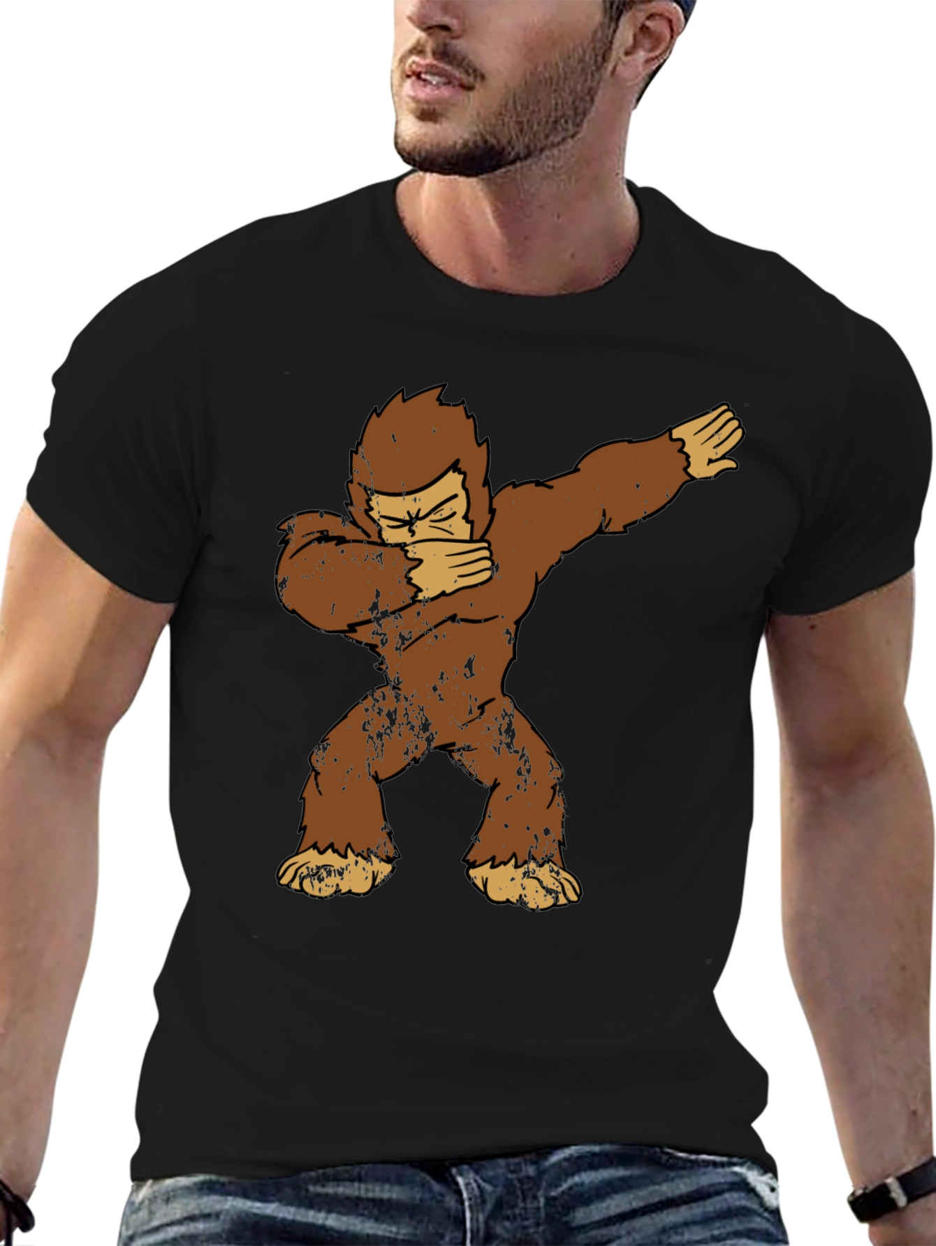Dabbing Bigfoot Graphic Tee - Mens Black T-Shirt