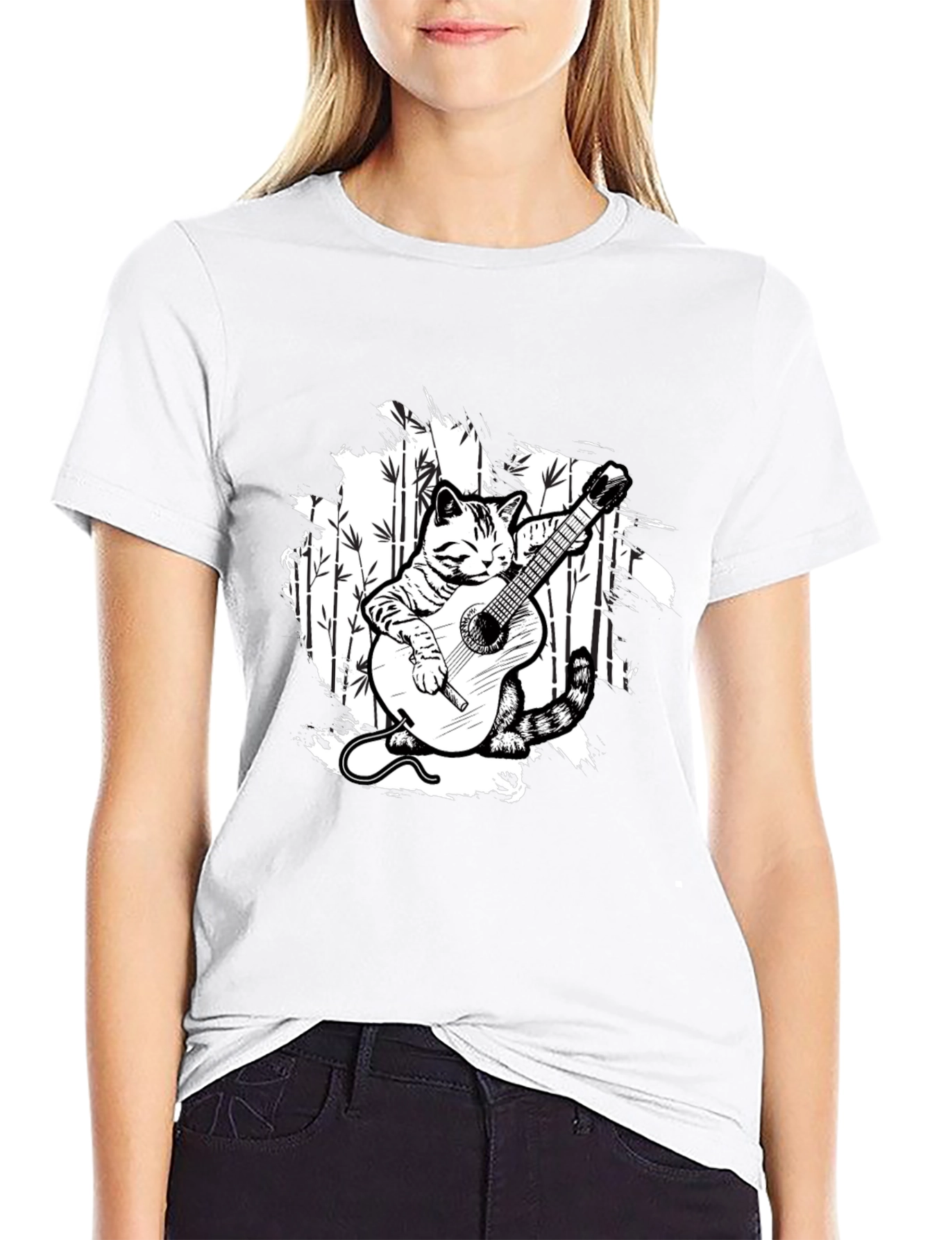 Cat Guitarist T-Shirt - Musical Feline Tee