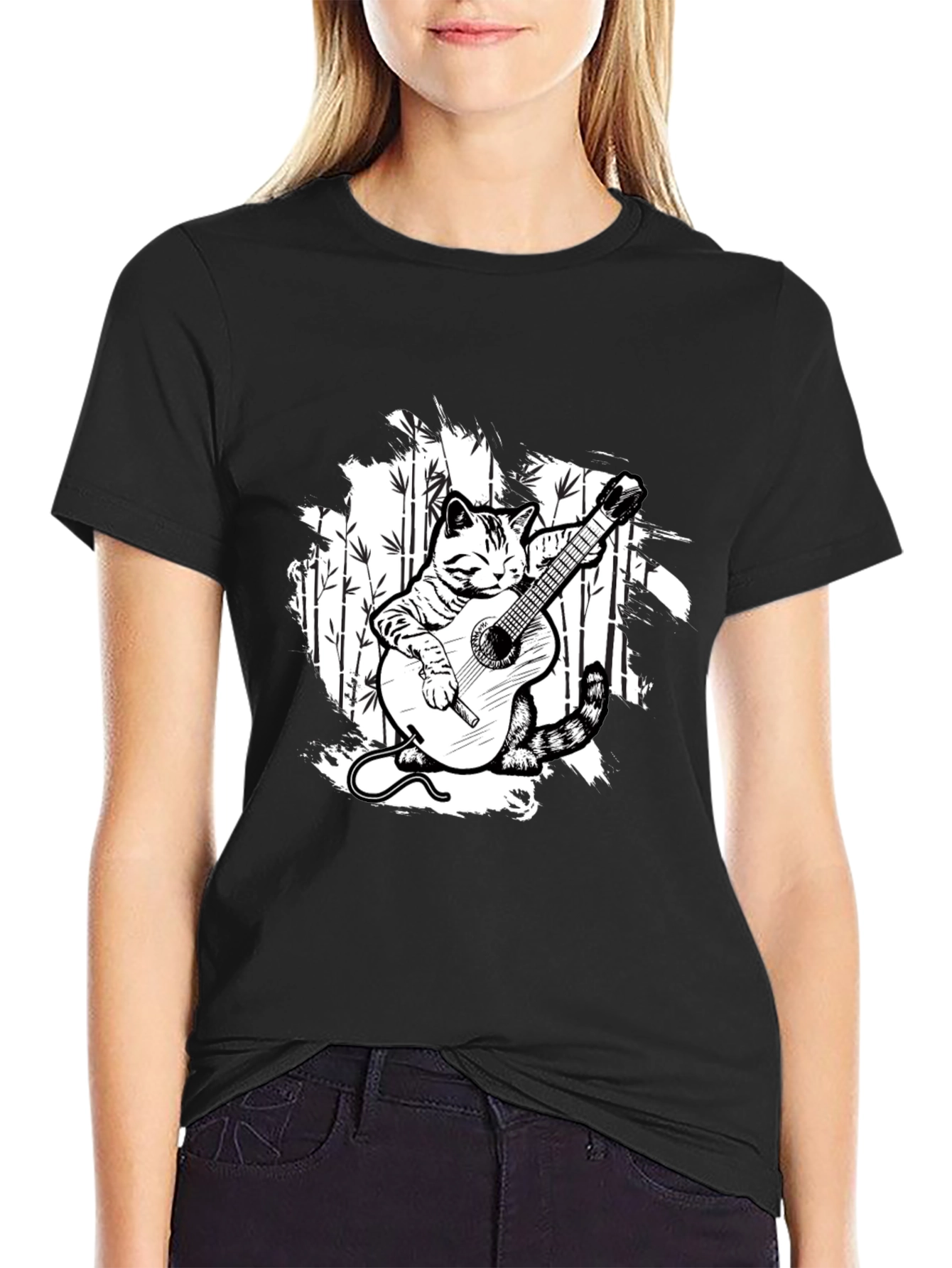 Cat Guitarist T-Shirt - Musical Feline Tee