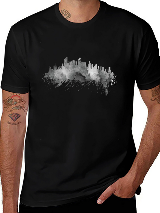 Abstract Cityscape Black T-Shirt