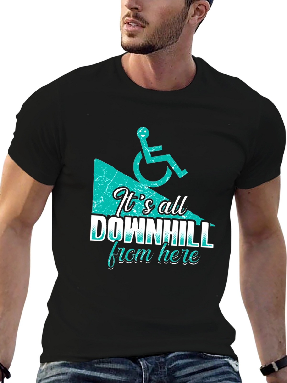 Its All Downhill From Here - Funny T-Shirt