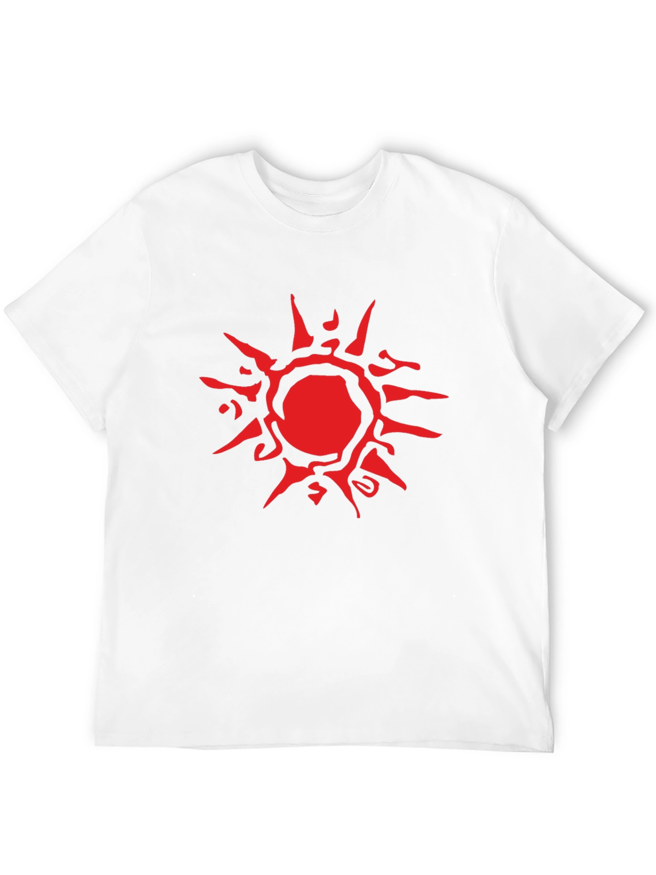 Abstract Red Sun Graphic Black T-Shirt