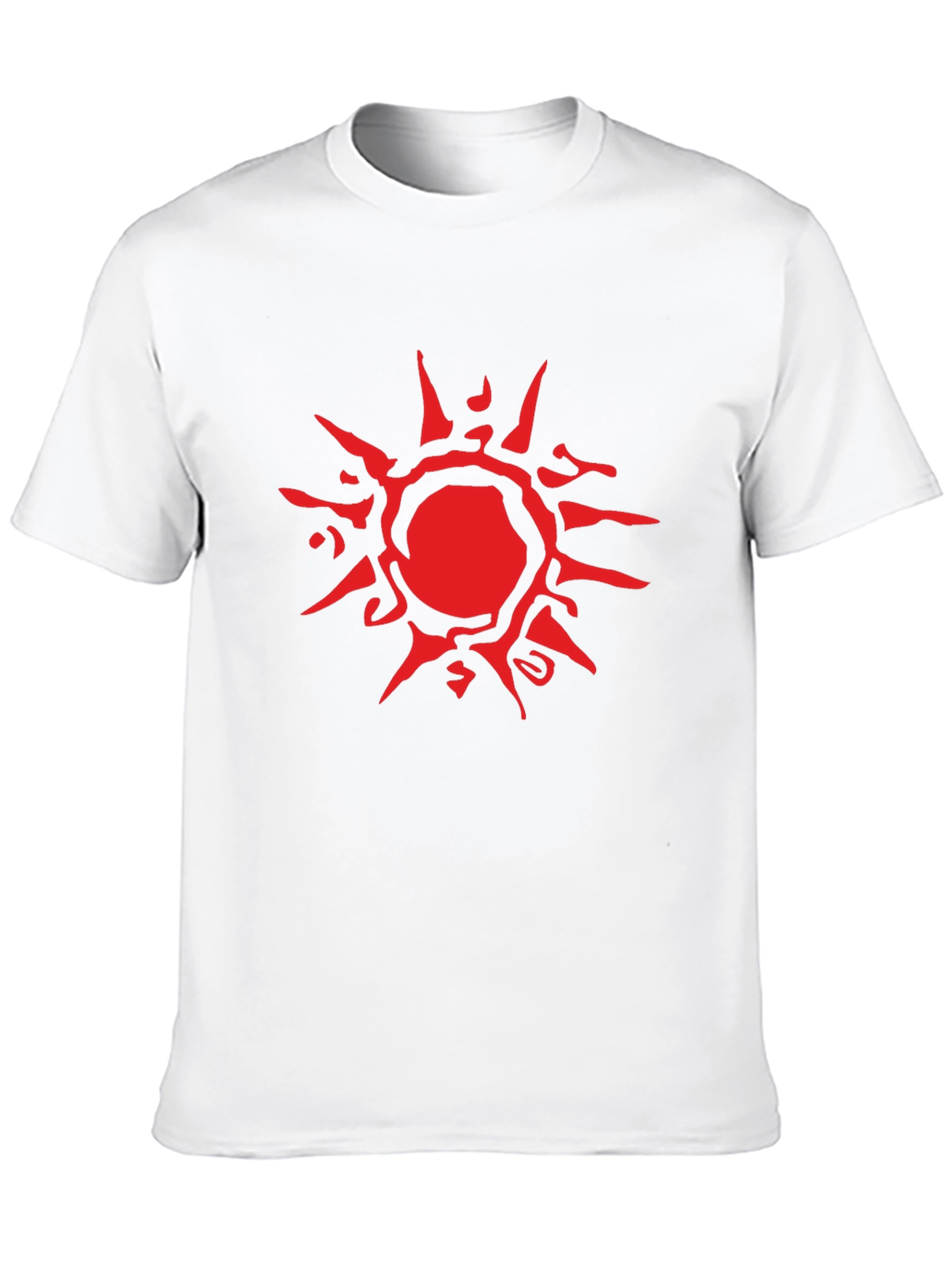 Abstract Red Sun Graphic Black T-Shirt